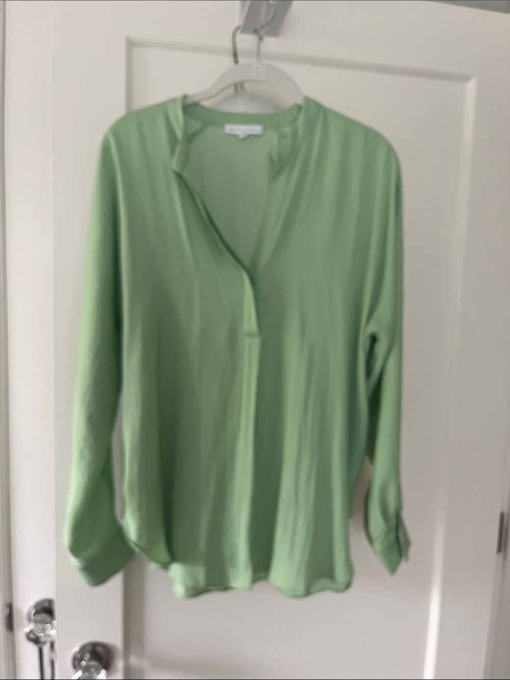 Relaxed V-Neck Light Green Blouse